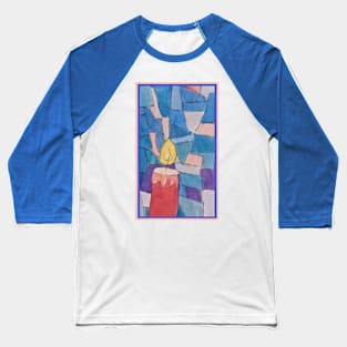 Burning Candle on Smalt Background Baseball T-Shirt